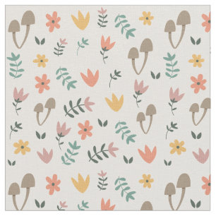 Mushrooms in the Garden Pattern Fabric