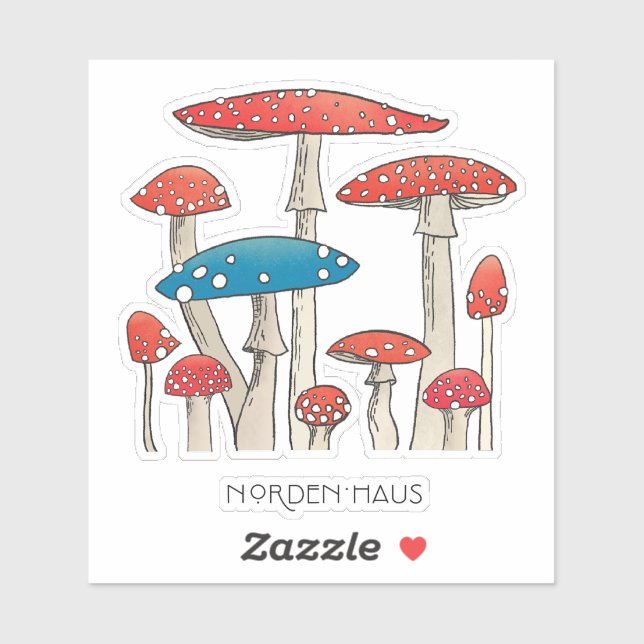 Mushrooms Large 8" x 8" Custom-Cut Vinyl Stickers (Sheet)