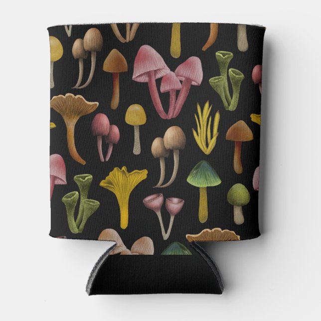 Mushrooms, Lichen & Colorful Fungi Can Cooler (Front)