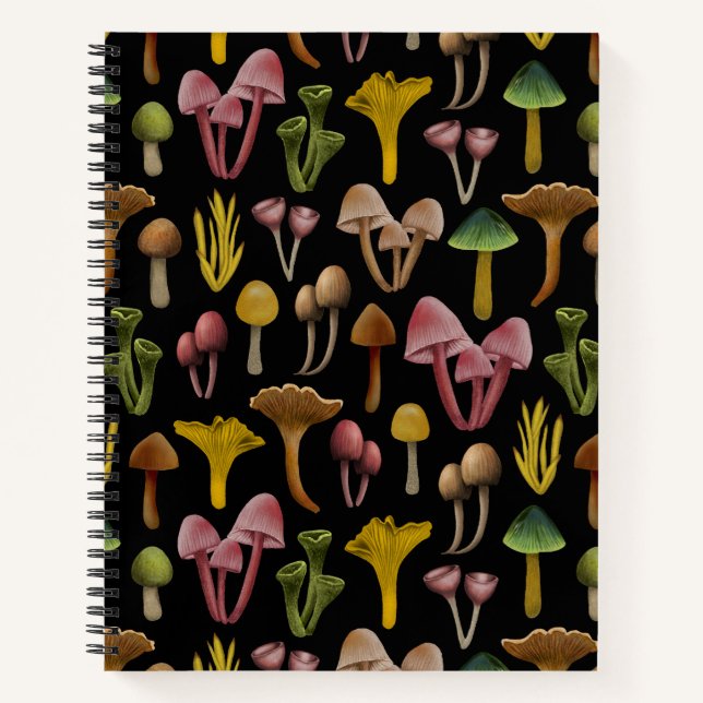 Mushrooms, Lichen & Colorful Fungi Notebook (Front)