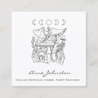 Mushrooms, Moons, and Crystals Square Business Card