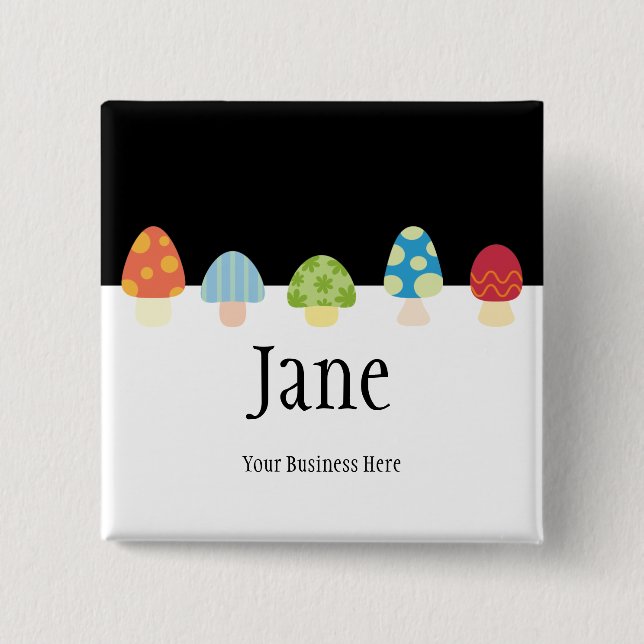 Mushrooms Name Badge Button (Front)