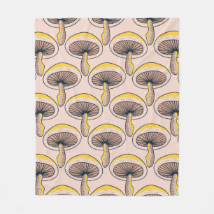 Mushrooms Nature Garden vintage Seamless Pattern Fleece Blanket