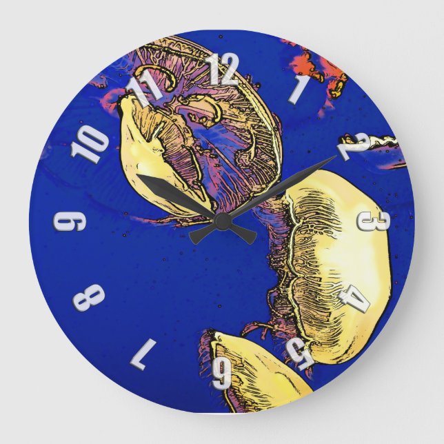 Mushrooms of the Sea - Jellyfish Large Clock (Front)