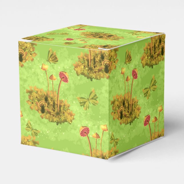 Mushrooms on a moss  favor boxes (Front Side)