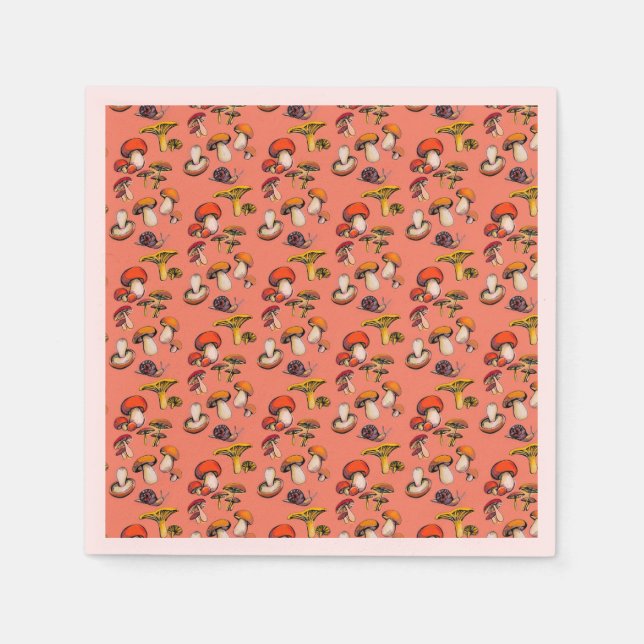 Mushrooms Paper Cups Napkins (Front)