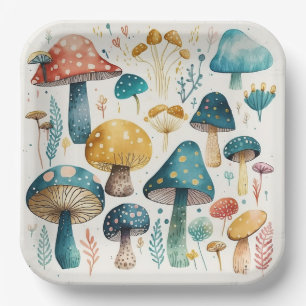 Mushrooms paper plates