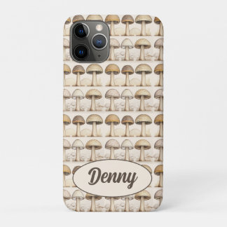 Mushrooms pattern brown, beige and gray iPhone 11 pro case