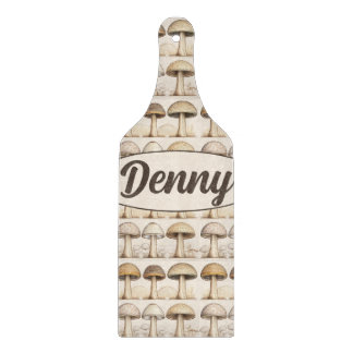 Mushrooms pattern brown, beige and gray cutting board