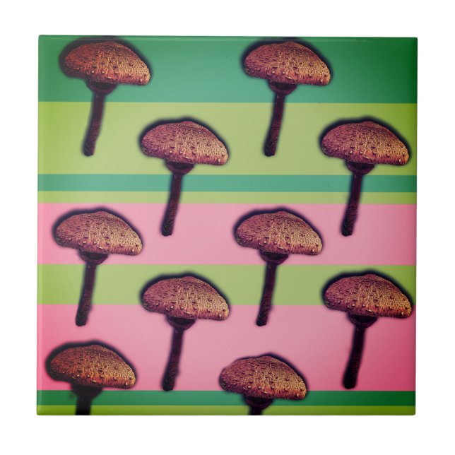 Mushrooms pattern Ceramic Photo Tile (Front)