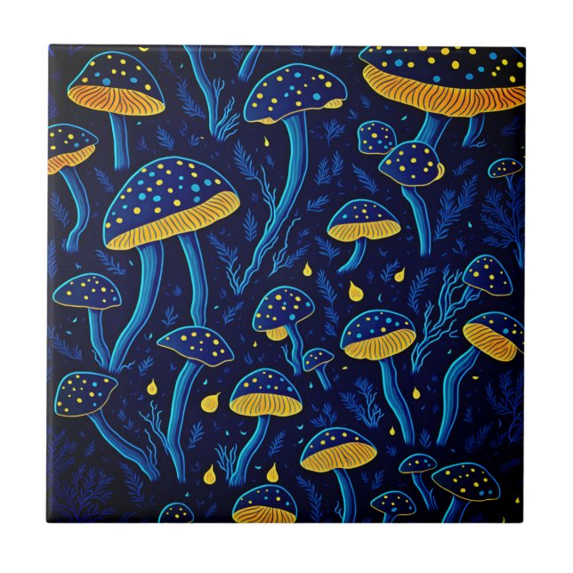 Mushrooms Pattern Ceramic Tile (Front)