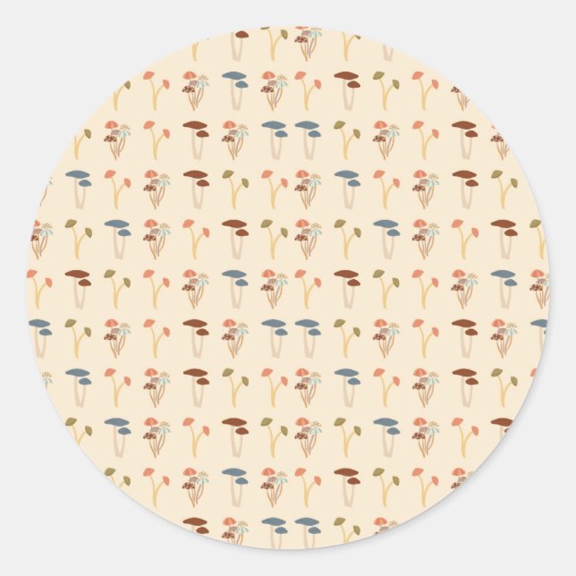 Mushrooms Pattern Classic Round Sticker (Front)