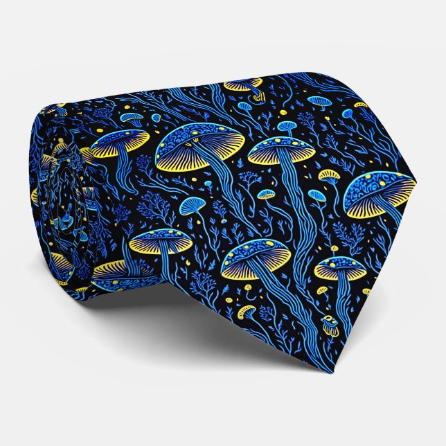 Mushrooms Pattern Neck Tie (Rolled)