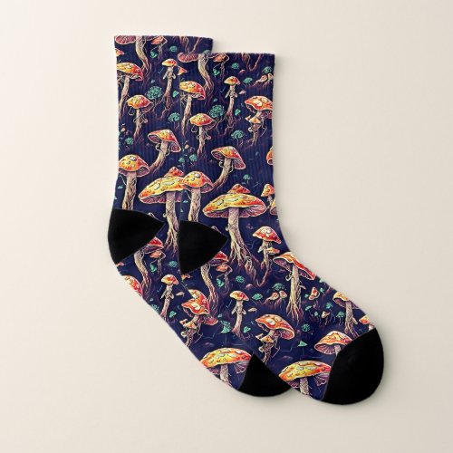 Mushrooms Pattern Socks