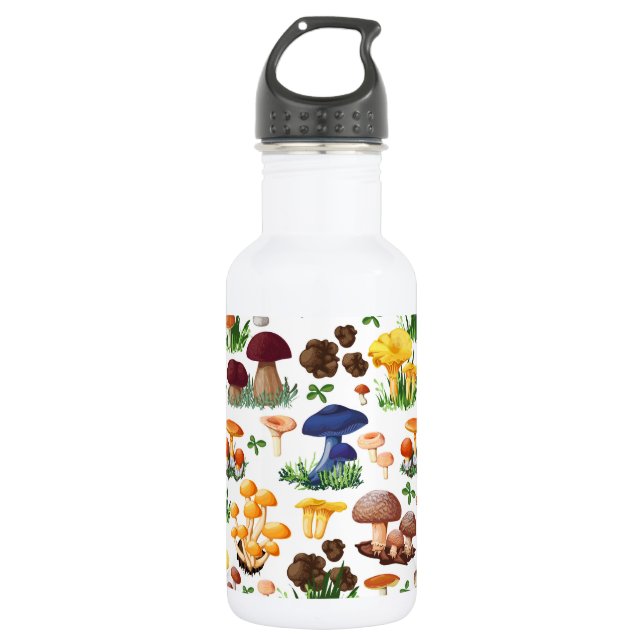Mushrooms Pattern Stainless Steel Water Bottle (Front)