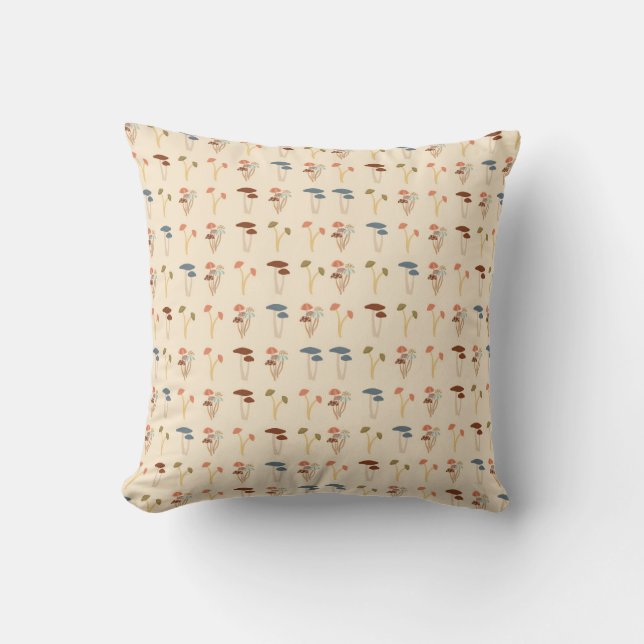 Mushrooms Pattern Throw Pillow (Front)