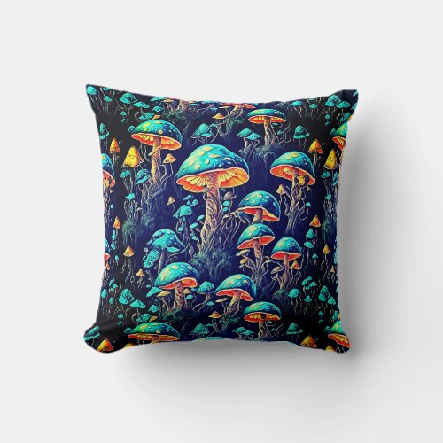 Mushrooms Pattern Throw Pillow