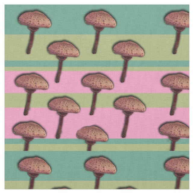 Mushrooms Photo Custom Combed Cotton  Fabric (Close Up)
