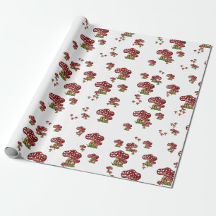 Mushrooms red and white wrapping paper