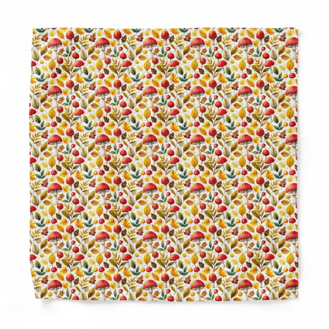 Mushrooms Retro Groovy Pocket Square Bandana (Front)