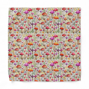 Mushrooms Retro Groovy Pocket Square Bandana