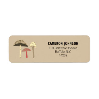 Mushrooms Retro Modern Botanical Return Address Label
