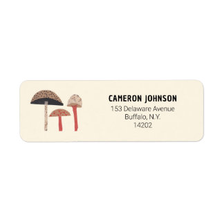 Mushrooms Retro Modern Botanical Return Address Label