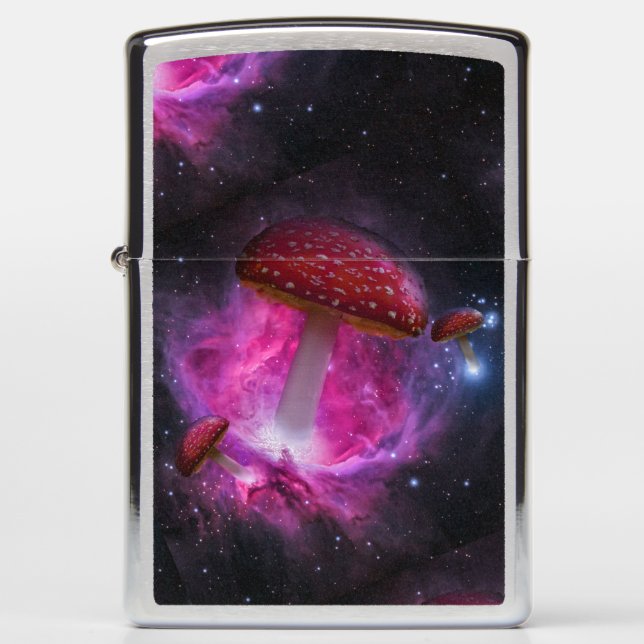 Mushrooms Rocketing through Outer Space Zippo Lighter (Front)