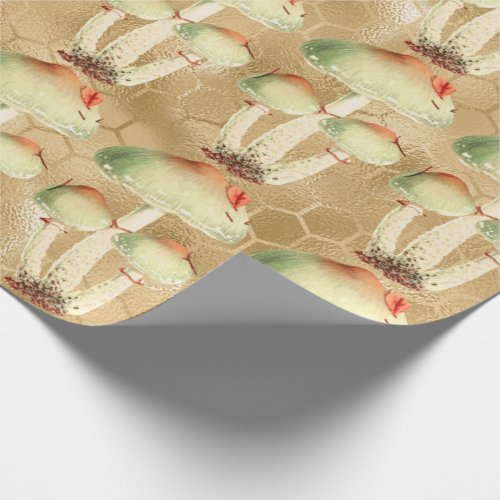 Mushrooms Rose Woodland Black Honey Clusters Wrapping Paper