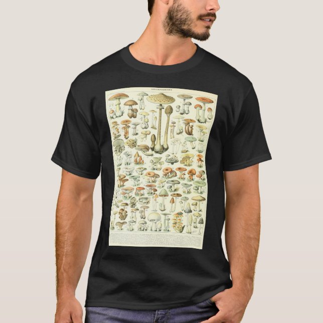 Mushrooms Scientific Illustration Drawing Magic Ps T-Shirt (Front)