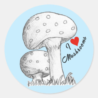 Mushrooms Sketch Classic Round Sticker