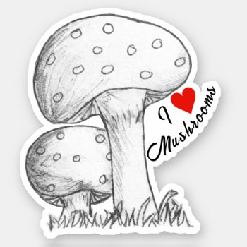 Mushrooms Sketch Sticker by gravityx9 at Zazzle