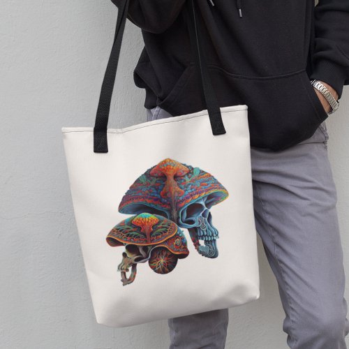 Mushrooms Skulls Tote Bag