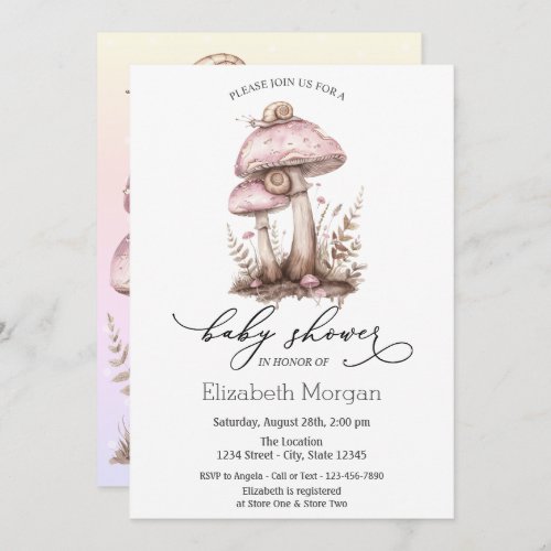 Mushrooms Snail Ombre Polka Dots Invitation