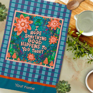 Mushrooms Something Good Quote Name Plaid Stylish Kitchen Towel