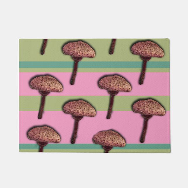 Mushrooms & Stripes Door Mat (Front)