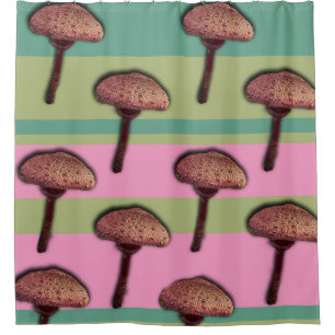 Mushrooms & Stripes Shower Curtain