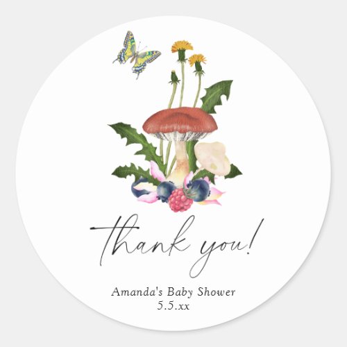 Mushrooms _  Thank You Card Classic Round Sticker