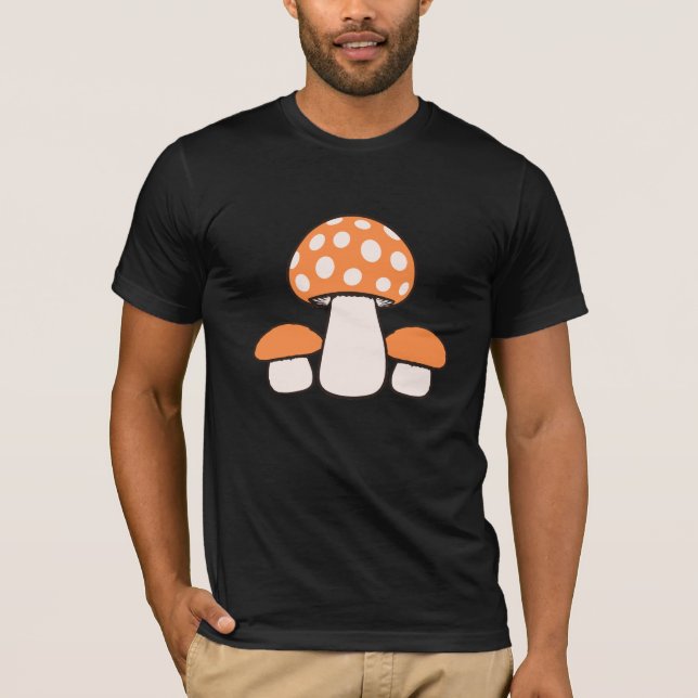 Mushrooms Three Group Spotted Family Fungi Nature  T-Shirt (Front)