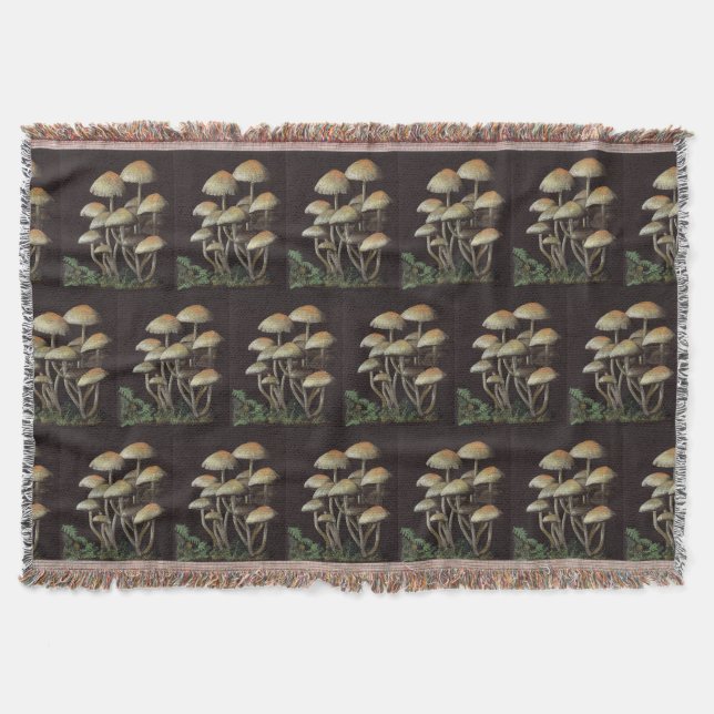 Mushrooms Throw Blanket (Front)