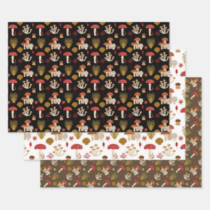 MUSHROOMS & TOAD STOOLS WRAPPING PAPER SHEETS