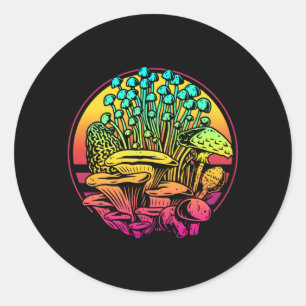 Mushrooms Vaporwave Classic Round Sticker