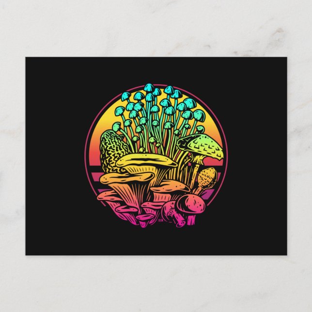 Mushrooms Vaporwave Postcard (Front)