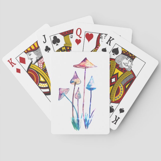 Mushrooms Watercolor ArtClassic Playing Cards (Back)