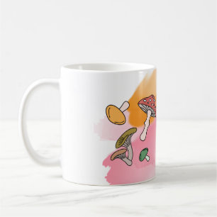 Mushrooms watercolor painting coffee mug