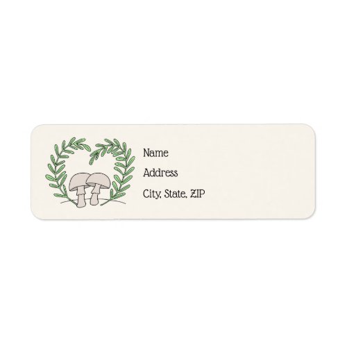 Mushrooms with Fall Inspired Heart Fern Leaves Label