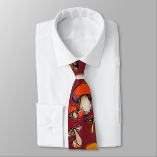 Mushrooms with grey background neck tie