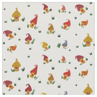 Mushrooms with heart Custom Combed Cotton Fabric
