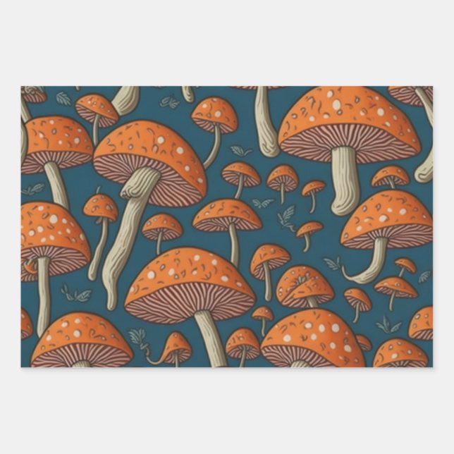 Mushrooms Wrapping Paper Sheets (Front)