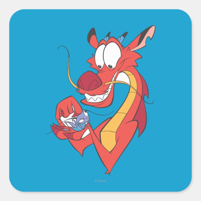 Mushu and Cri-kee Square Sticker (Front)